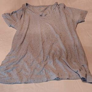 Nine West Large Light Blue with Dark Blue Specks Rayon tee